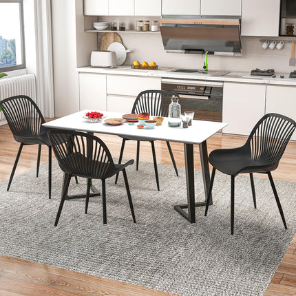 Dreamade Black Dining Chairs Set of 4, Modern Kitchen Chairs w/Metal Legs