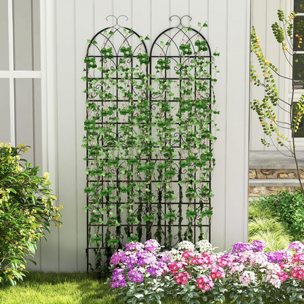 Dreamade 2 Pack Trellis for Climbing Plants Outdoor, 7 FT Tall Galvanized Steel Garden Trellis