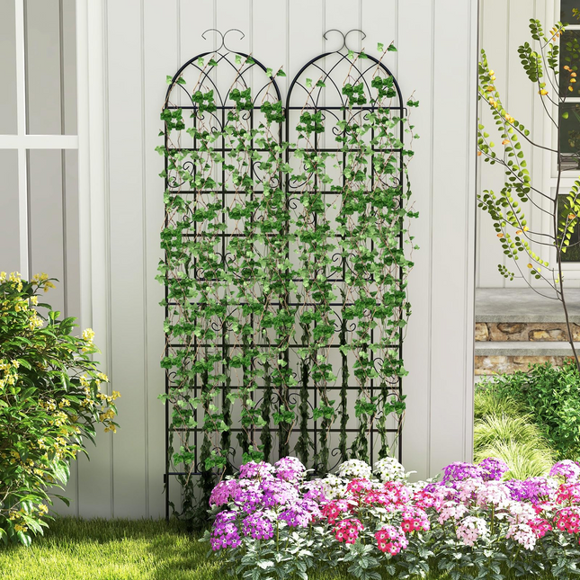 Dreamade 2 Pack Trellis for Climbing Plants Outdoor, 7 FT Tall Galvanized Steel Garden Trellis