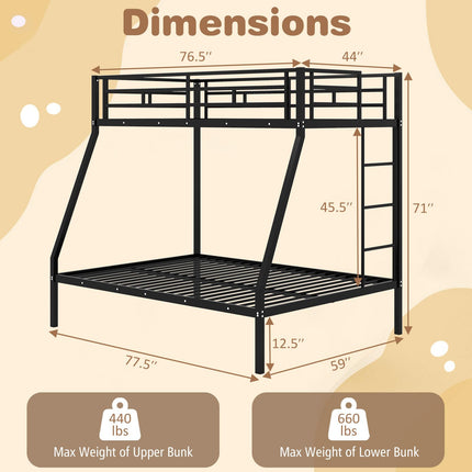 Dreamade Metal Bunk Beds Twin Over Full Size