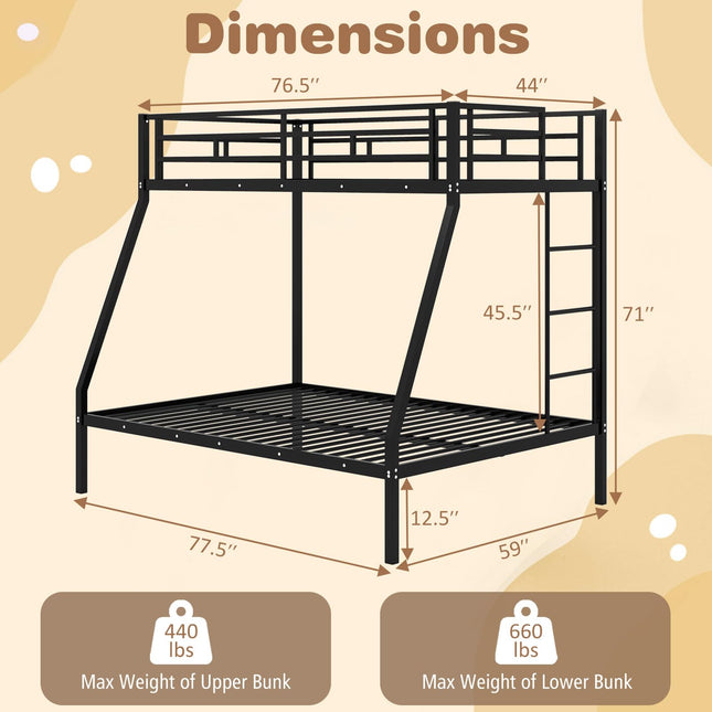 Dreamade Metal Bunk Beds Twin Over Full Size