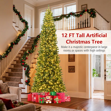 Dreamade 12 FT Pre-Lit Artificial Christmas Tree with Quick Power Connector