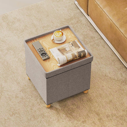 Dreamade 18 Inches Ottoman with Storage and Rubber Wood Legs