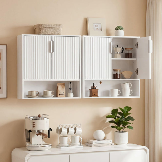Dreamade Fluted Bathroom Wall Cabinet | Over-the-Toilet Medicine Cabinet w/ 2 Doors