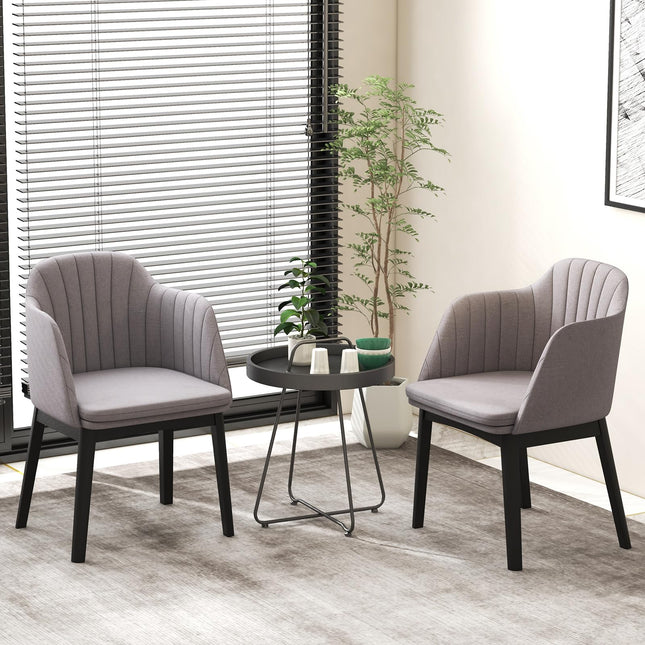 Dreamade Modern Dining Chairs, Upholstered Velvet Accent Chairs w/Curved Backrests & Rubber Wood Legs