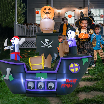 DREAMADE 7 FT Inflatable Halloween Pirate Ship for Outdoor Yard