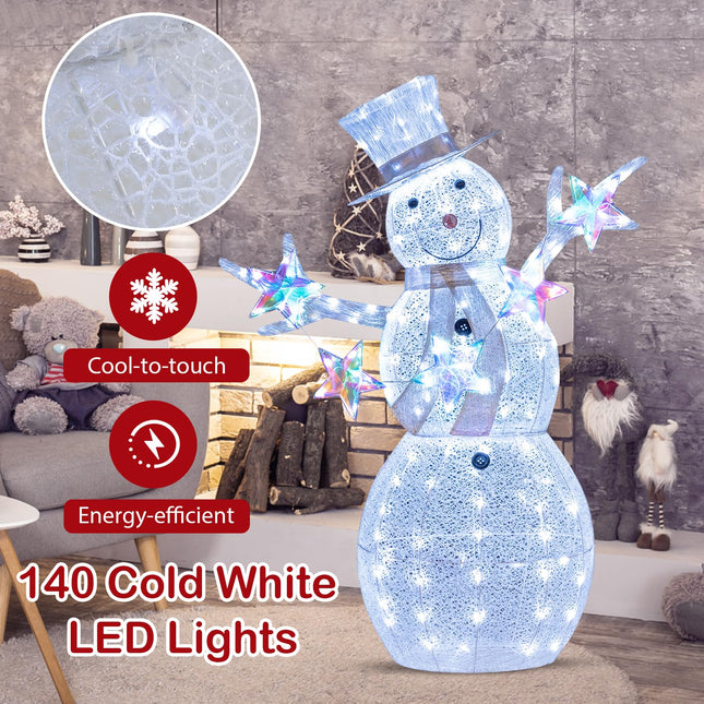 Dreamade 5 FT Lighted Snowman Christmas Outdoor Decoration with Hat, Scarf & Stars