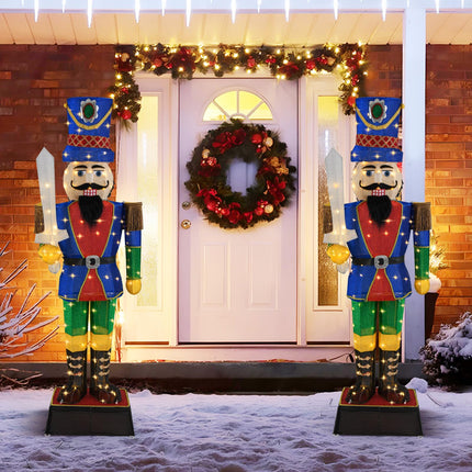 Dreamade 6 FT Lighted Nutcracker with Sword, Life-Size Soldier Christmas Decoration with 110 LED Lights