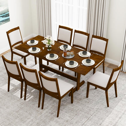 Dreamade 71" Dining Table with H-shaped Rubber Wood Leg and Wood Grain Tabletop