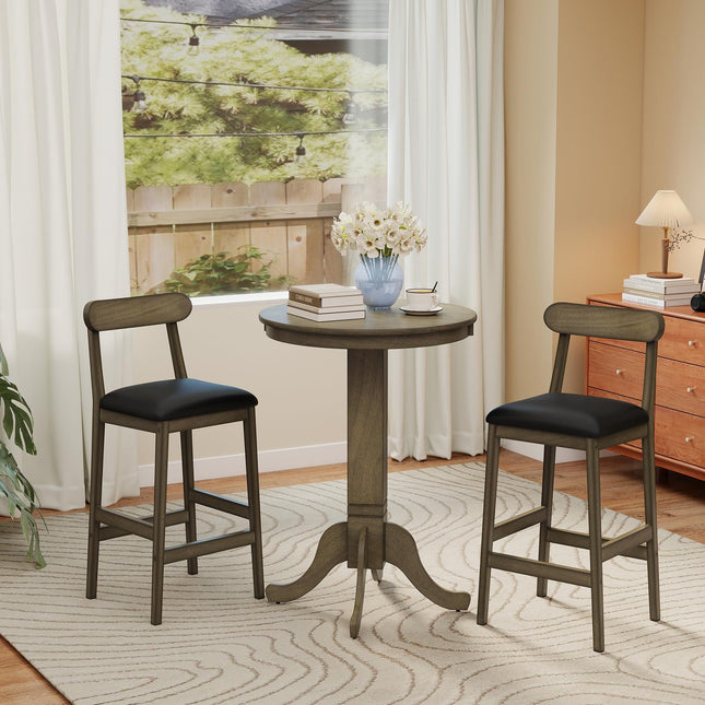 Dreamade Farmhouse Bar Stools Set of 2/4 with Rubber Wood Legs for Kitchen