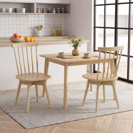Dreamade Windsor Mid Century Rubber Wood Kitchen Chairs with Swivel Seat & Spindle Back (2/4)