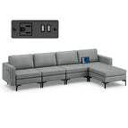 4 Seat Chaise Lounge 1 USB Socket / Grey