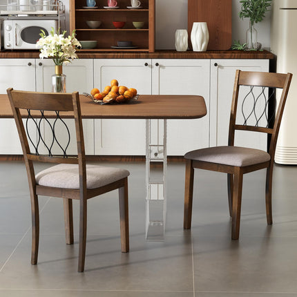 Dreamade Dining Chairs Set of 2/4 Fabric Upholstered Armless Kitchen Chairs w/Hollowed Backrest