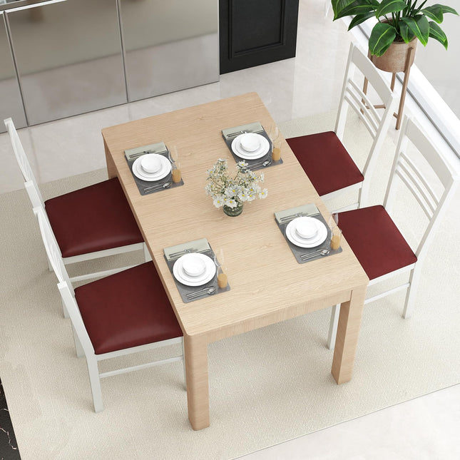 Dreamade Wooden Dining Chairs Set of 2/4 Armless Kitchen Chairs w/Slat Backrest