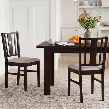 Dreamade Wood Dining Chairs w/Fabric Padded Seat & Slatted Curved Back (2/4)