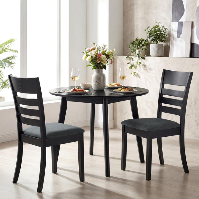 Dreamade Wooden Upholstered Kitchen Chair w/Rubber Wood Frame (2/4)