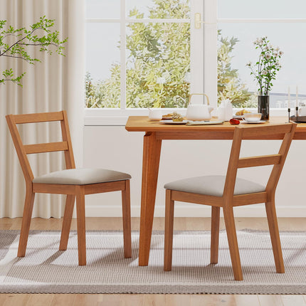 Dreamade Wooden Dining Chairs Set of 2/4 Farmhouse Upholstered Kitchen Chairs with Rubber Wood Legs & Fabric Padded Seat