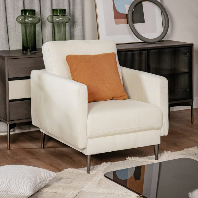 Dreamade Sofa Couch, for Bedroom, Reception Rooms, Chair & Loveseat(Grey & White)