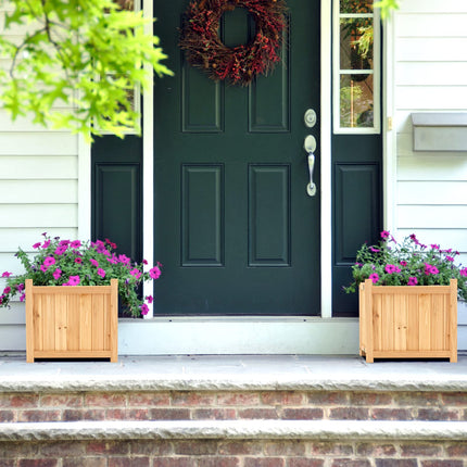 Dreamade 15” Planter Raised Garden Bed - Wooden Planting Box, Outdoor Folding Square Planter