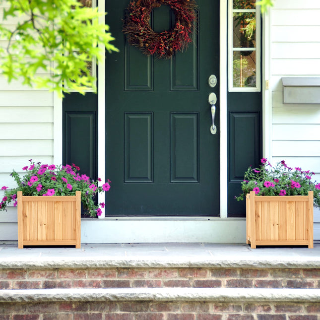 Dreamade 15” Planter Raised Garden Bed - Wooden Planting Box, Outdoor Folding Square Planter
