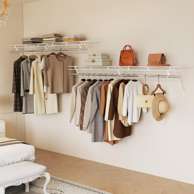 Dreamade 6 ft Wall Mounted Closet Shelf with Hanging Rod