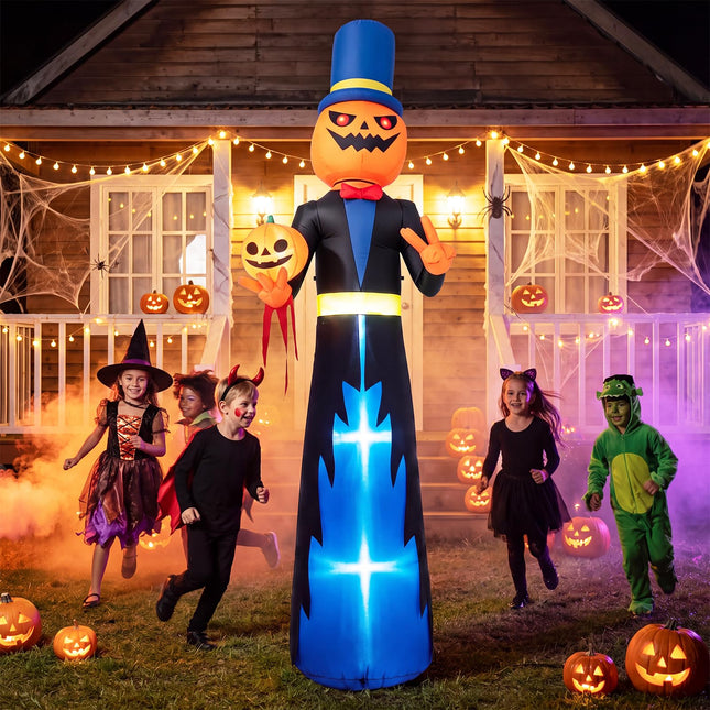 DREAMADE 10FT Halloween Inflatable Lighted Pumpkin Gentleman