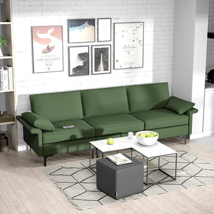 Dreamade 3-Seat Sectional Sofa Couch, 100.5" L Convertible Sleeper with USB Port & Outlet