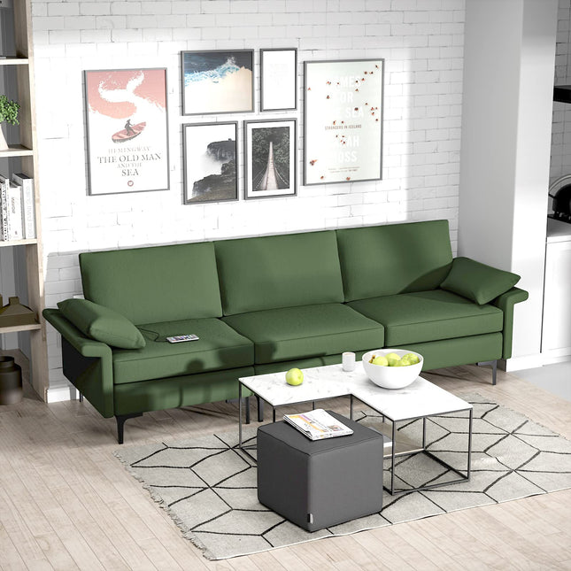 Dreamade 3-Seat Sectional Sofa Couch, 100.5" L Convertible Sleeper with USB Port & Outlet
