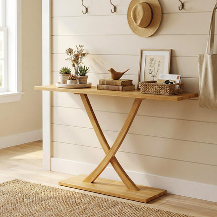 Dreamade 57" Solid Wood Console Table Narrow Long Entryway Table
