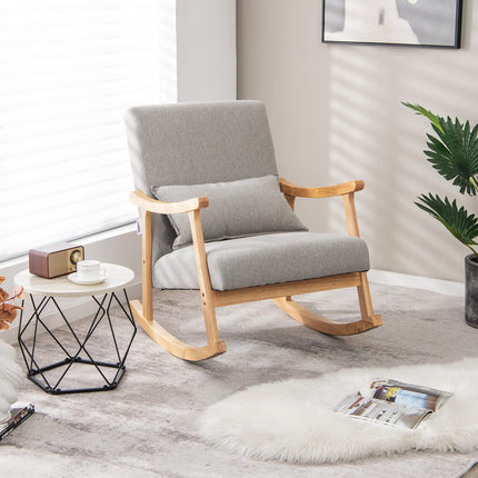 Dreamade Upholstered Rocking Chair - Modern Rocker with Rubber Wood Frame, Comfy Backrest & Seat