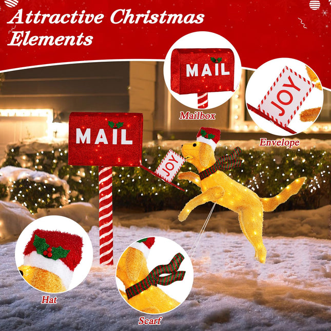 Dreamade 3.5 FT Lighted Dachshund Climbing Mailbox, Pre-Lit Christmas Holiday Decoration