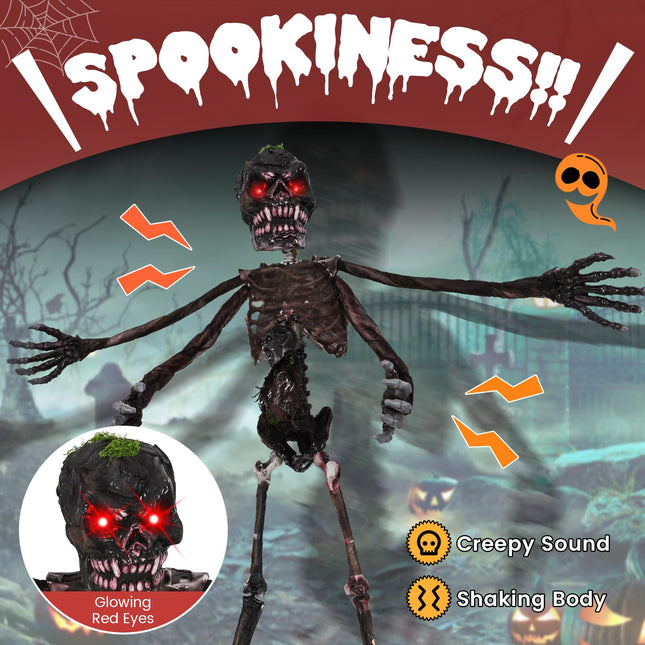 Dreamade 6 FT Animated Halloween Decoration Hanging Zombie Sound-Activated Skeleton Decoration
