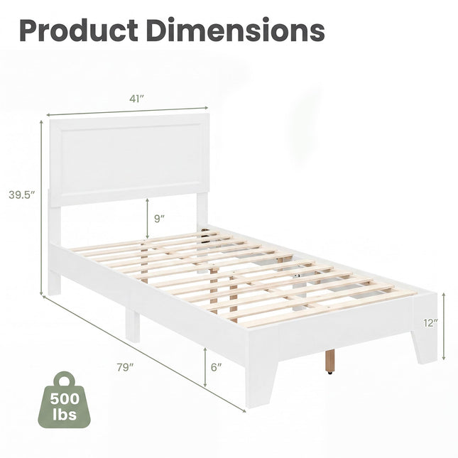 Dreamade Twin/Full/Queen Size Wooden Bed Frame with Wood Slat Support