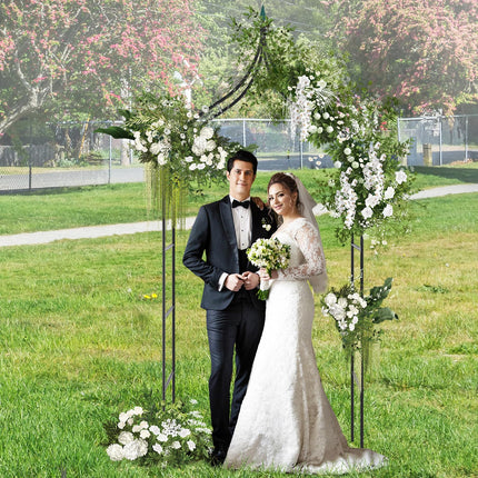 Dreamade Metal Garden Arbor Wedding Arch, 9.5 FT Wedding Arbor for Ceremony, Pergola Arbor for Climbing Plant Roses Vines