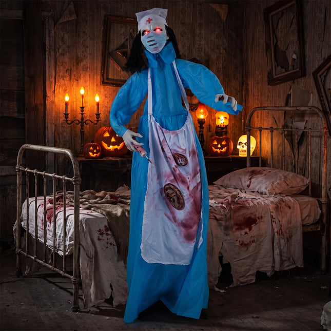 DREAMADE 6.1FT Animated Zombie Nurse