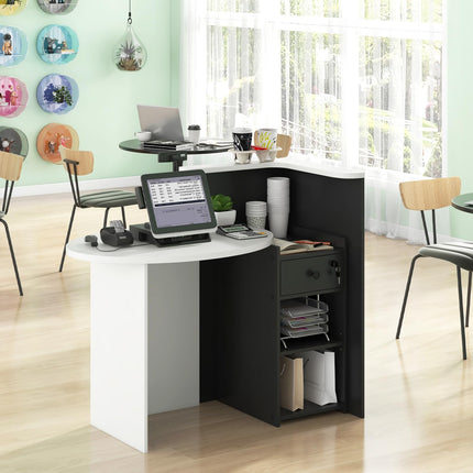 Dreamade Front Counter Desk with Lockable Drawer