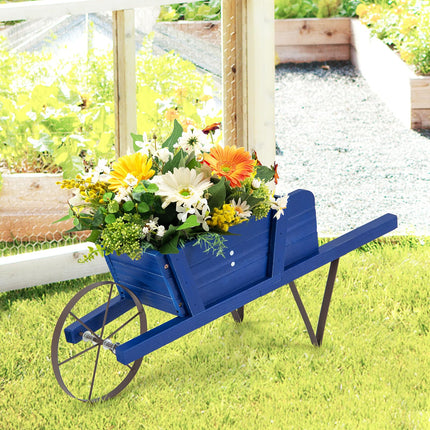 Dreamade Wooden Wagon Planter, Small Wheelbarrow Wagon Flower, Indoor & Outdoor Raised Bed