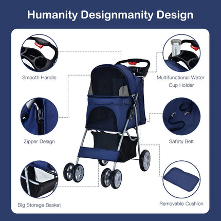 Pet Stroller for Small Medium Dogs Cats Puppy - Dreamade