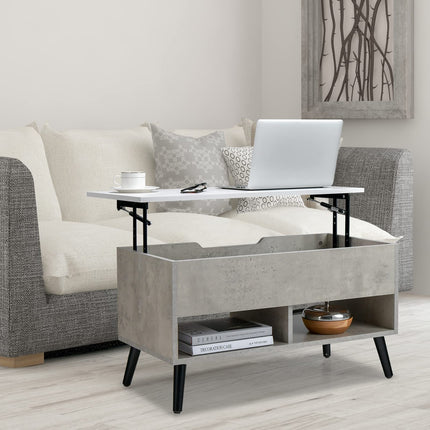 Dreamade Lift Top Coffee Table, Modern Cocktail Table w/Hidden Compartment & 2 Open Shelves