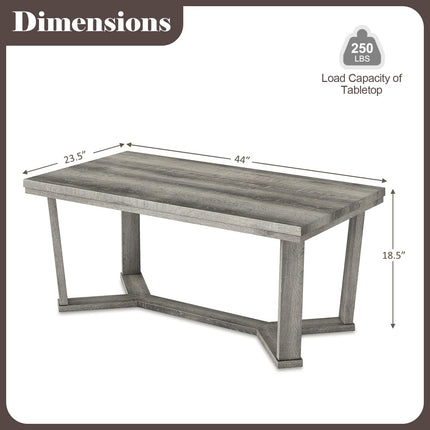 Dreamade Farmhouse Wood Coffee Table with Cross-Shaped Base & Rubber Wood Frame