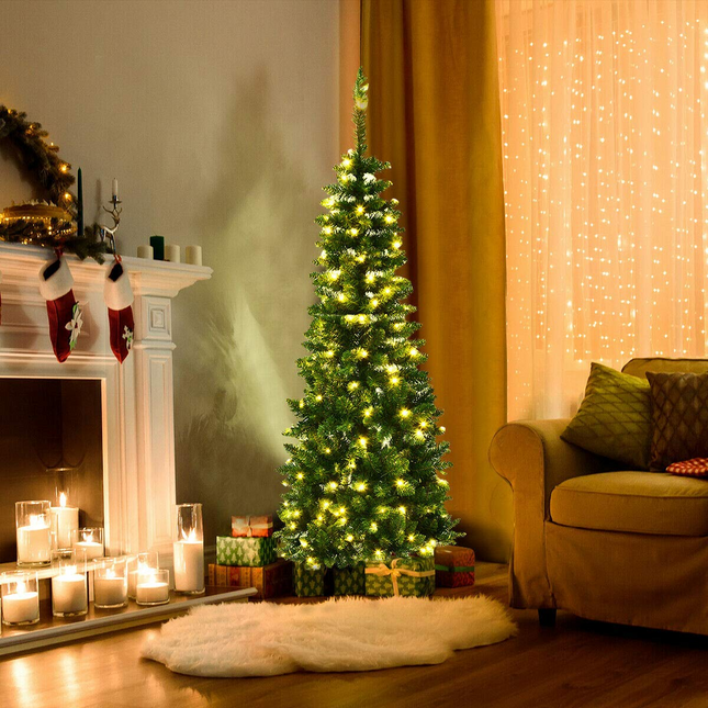 Dreamade Prelit Pencil Christmas Tree, 4.5FT Premium Hinged Fir Tree - DreamadeUS