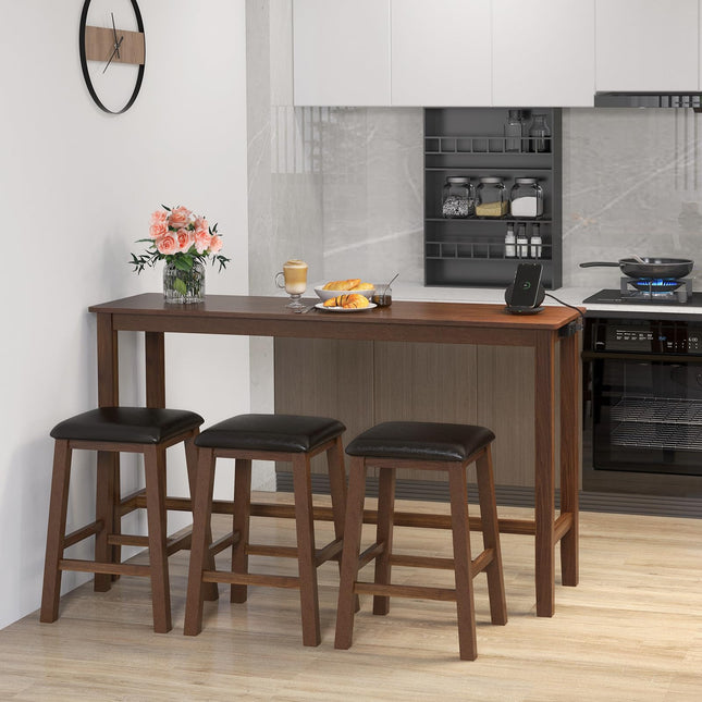 Dreamade Dining Table Set, Kitchen Table Set, 4-Piece Counter Height Dining Set with 3 Upholstered Stools