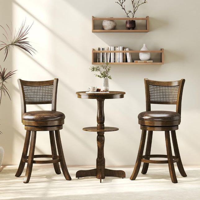Dreamade 25" Swivel Bar Stools Set of 2/4 with Footrest & Rubber Wood Frame