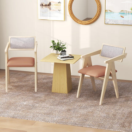 Dreamade Wooden Dining Chairs Set of 2, Mid Century Upholstered Kitchen Chairs w/Leathaire Seat Cushions