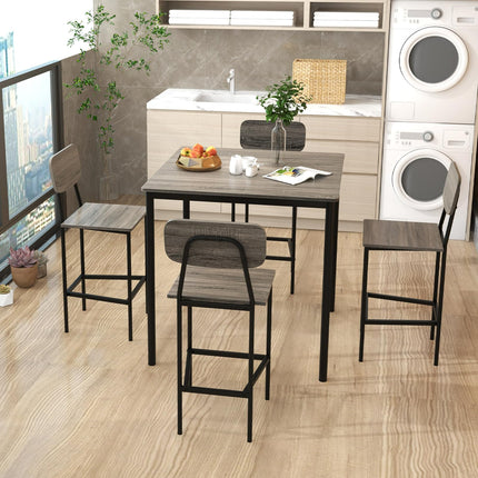 Dreamade 5-Piece Dining Table Set W/Counter Height Table & 4 Bar Stools