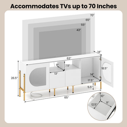 Dreamade White TV Stand for TVs up to 70" Modern Entertainment Center with Power Outlets
