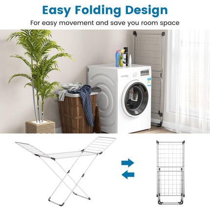 Dreamade Clothes Drying Rack, Foldable Laundry Drying Rack w/Aluminum Frame
