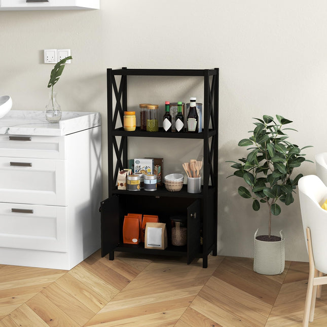 Dreamade Storage Cabinet, Freestanding Storage Organizer with Open Shelves, Double Doors