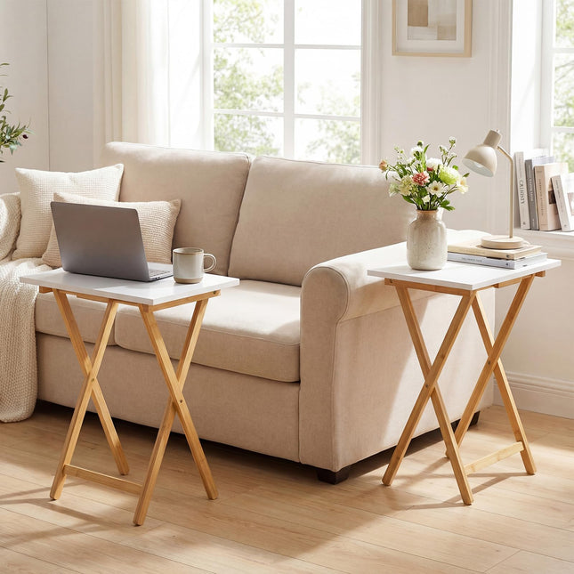 Dreamade Folding TV Tray Tables Set of 2 for Small Spaces Bedroom and Living Room