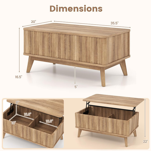 Dreamade 35.5" Lift Top Coffee Table with Storage
